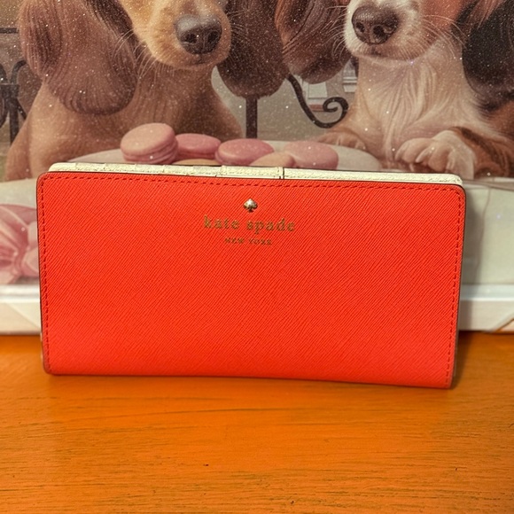 kate spade Handbags - Kate Spade Slim Small Bifold Orange Wallet VGUC